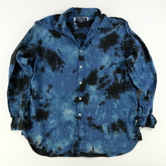 Joseph Turner Yorkshire Shirt Men's Casual Safary Sz. XL Linen Tie Dye Custom - Picture 1 of 6